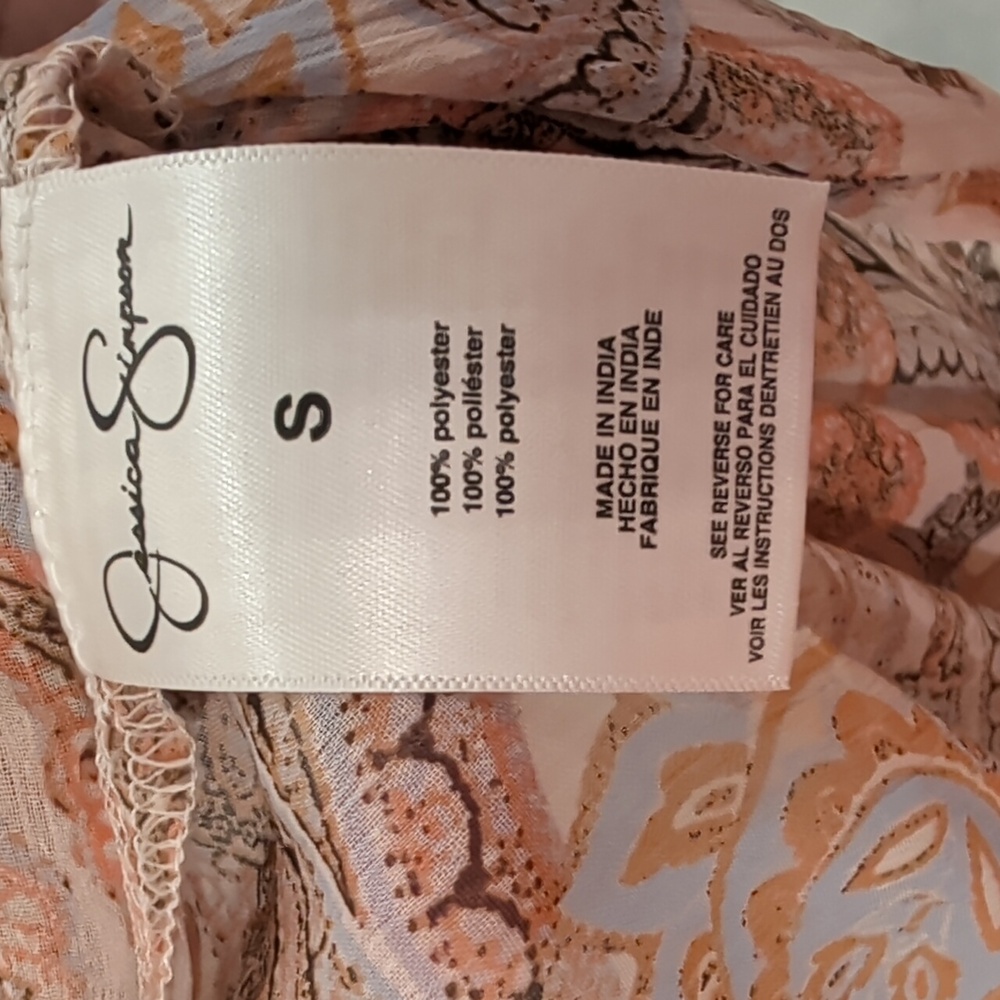 Jessica Simpson Peach and Brown Sheer Blakely Kimono - Picture 3 of 6